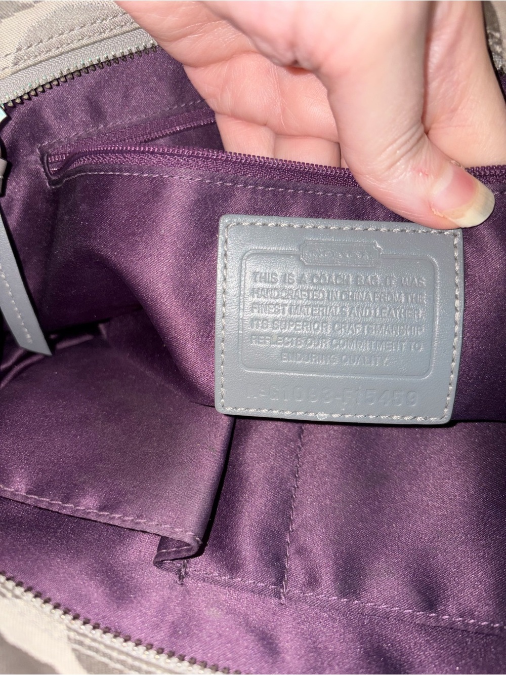 Coach Ocelot Gray Patchwork East-West Tote, specifically style number F15459. - Picture 3 of 5